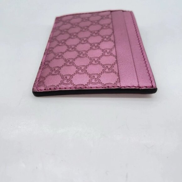 Auth GUCCI MicroGG GuccissimaShima Leather Pink Card Case - Picture 6 of 11